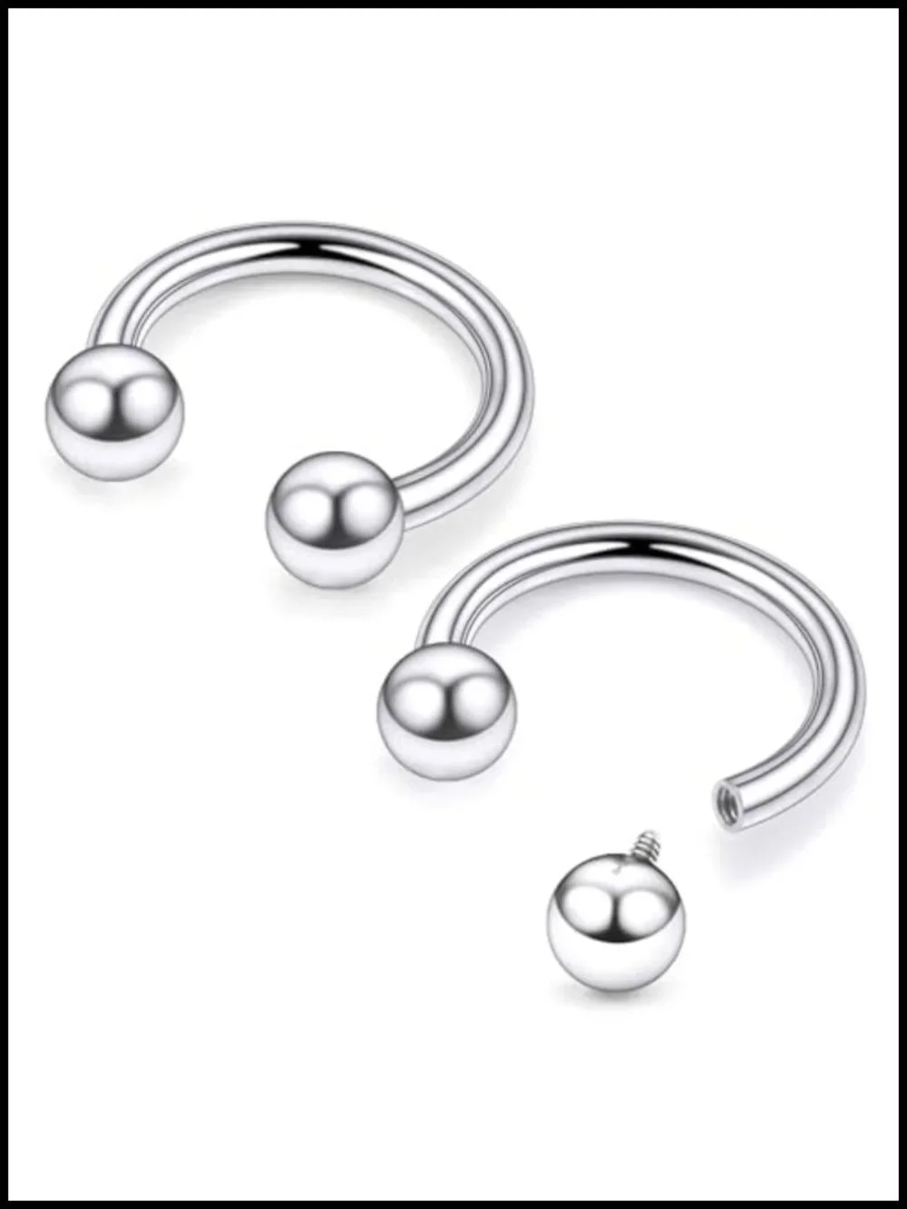 Internally Threaded Titanium Horseshoe Nose Ring Septum Hoop for Cartilage